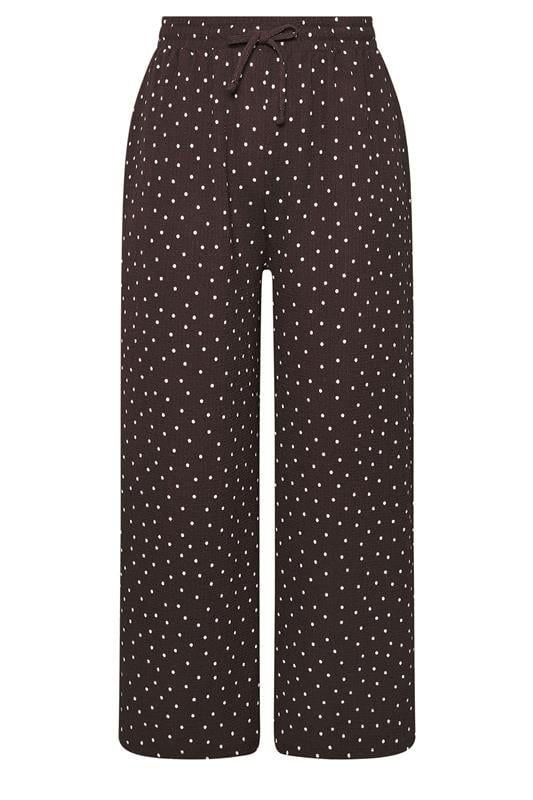 YOURS Plus Size Chocolate Brown Polka Dot Wide Leg Trousers | Yours Clothing 6