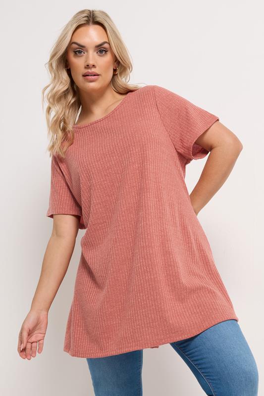  YOURS Curve Orange Swing Ribbed Top