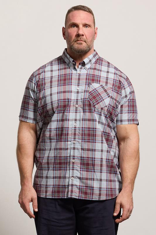  BEN SHERMAN Big & Tall Light Blue Check Print Shirt