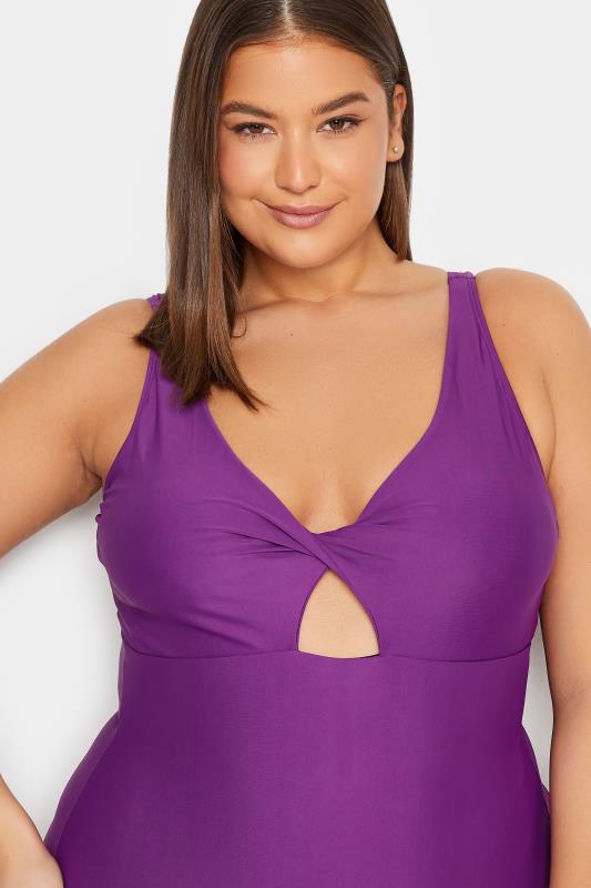 LTS Tall Purple Twist Cut Out Swimsuit | Long Tall Sally  5