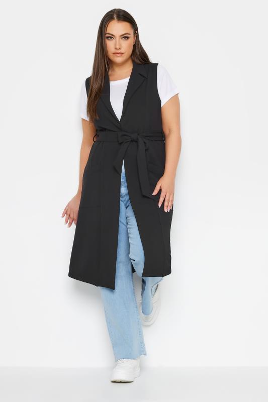 YOURS Plus Size Black Longline Waistcoat | Yours Clothing 2