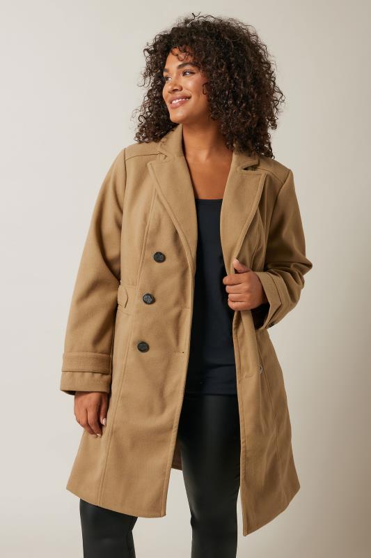 Evans Camel Tailored Mid Length Coat 2