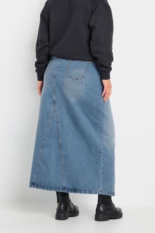 YOURS Plus Size Blue Stretch Denim Maxi Skirt | Yours Clothing 5