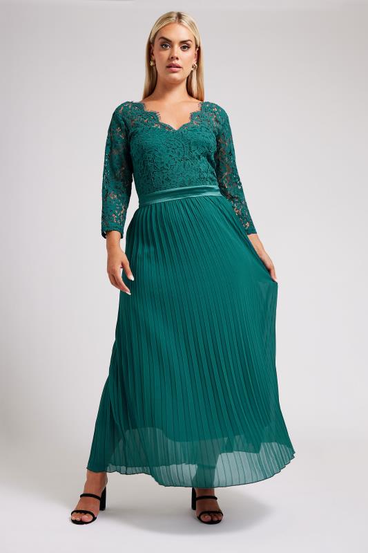 YOURS LONDON Plus Size Green Lace Detail Maxi Dress | Yours Clothing  2