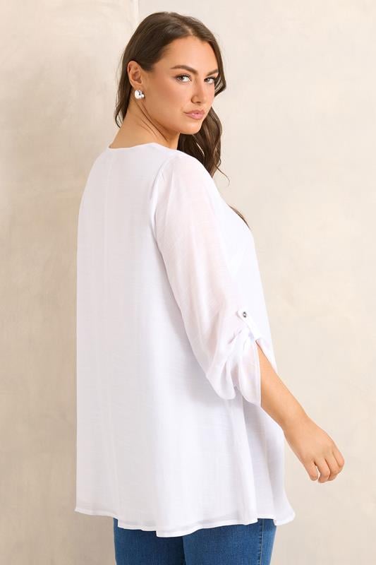 EVANS Plus Size White Double Layer Blouse | Evans 2