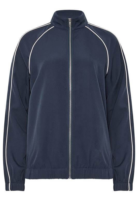LTS Tall Women's Navy Blue Piped Funnel Neck Jacket | Long Tall Sally 1
