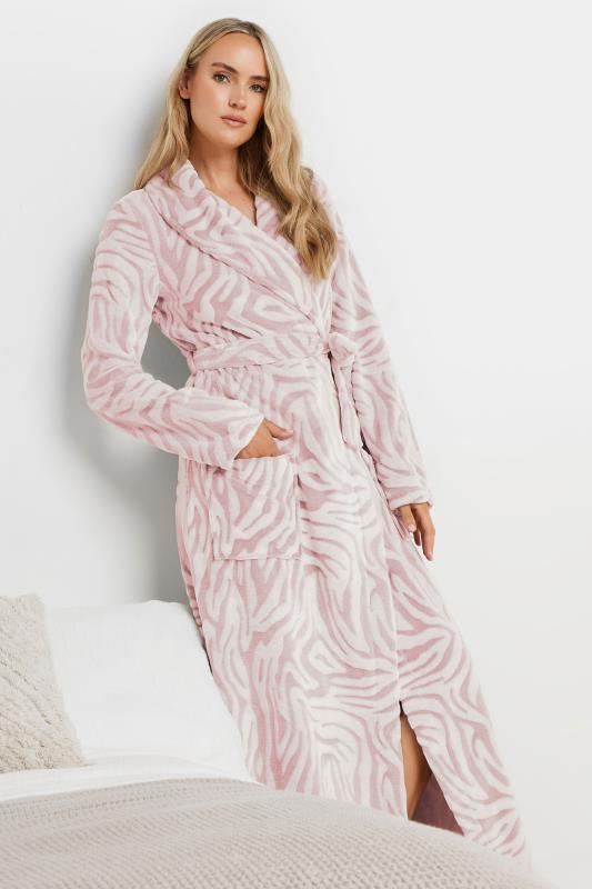 LTS Tall Pink Zebra Print Dressing Gown | Long Tall Sally 1