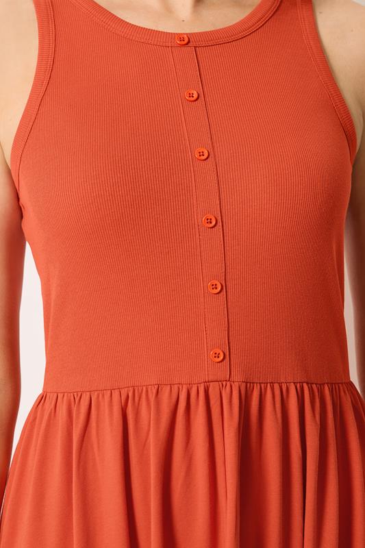LTS Tall Women's Orange Button Detail Cotton Maxi Dress | Long Tall Sally 4