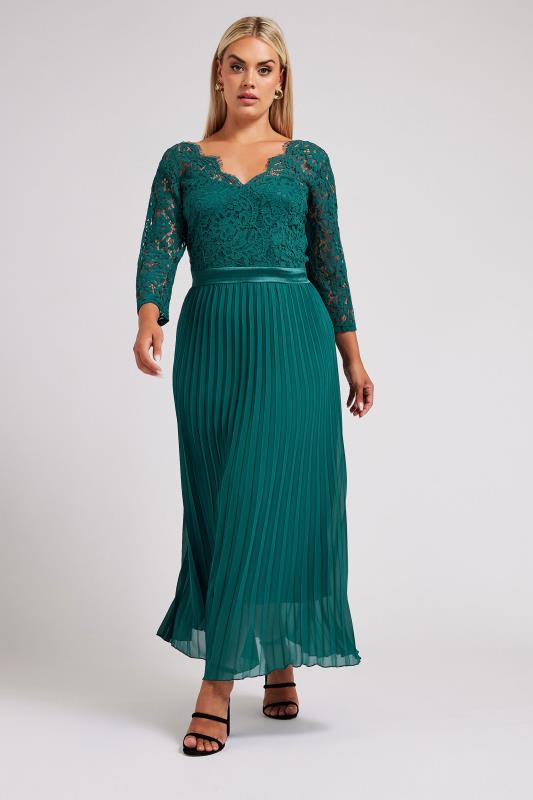 Plus Size  YOURS LONDON Curve Green Lace Detail Maxi Dress