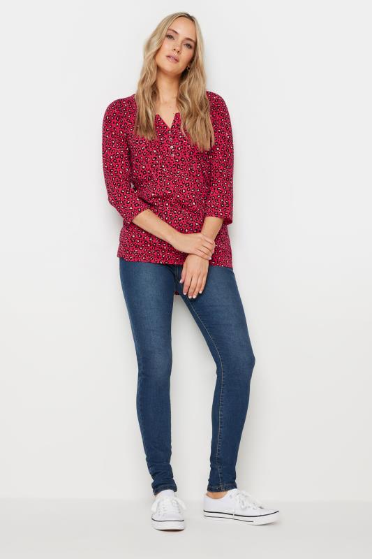 LTS Tall Red Leopard Print Pintuck Button Henley Top | Long Tall Sally 2