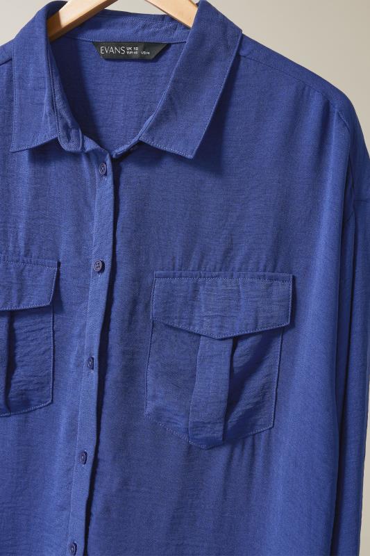 EVANS Plus Size Cobalt Blue Long Sleeve Utility Shirt | Evans  6