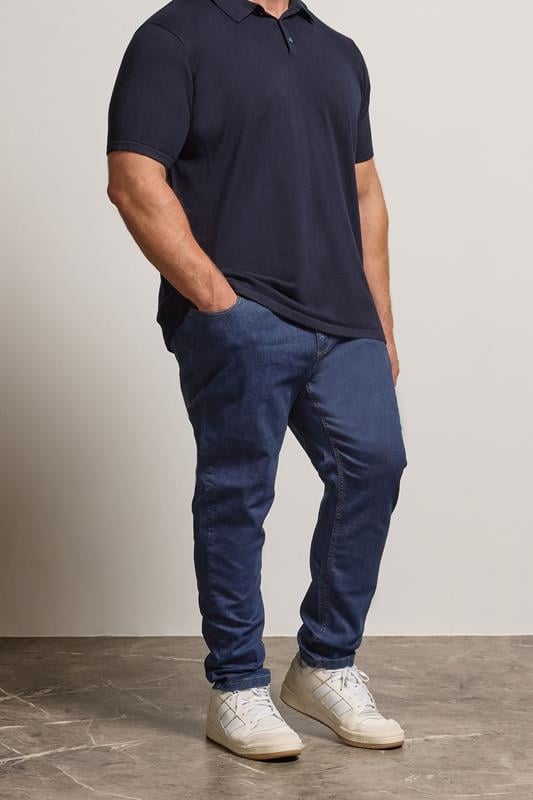 BadRhino Big & Tall Indigo Blue Tapered Fit Stretch Jeans