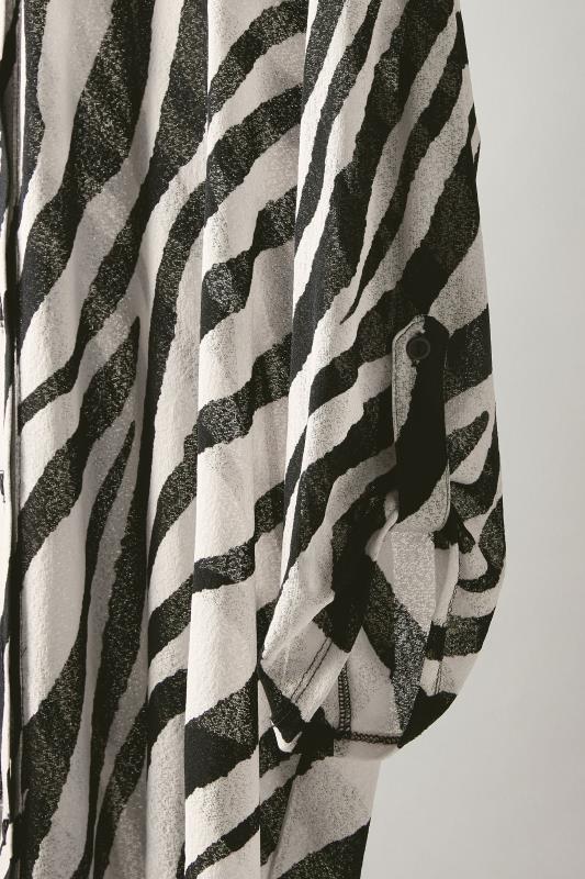 EVANS Plus Size Black & White Zebra Markings Tab Sleeve Blouse | Evans  10