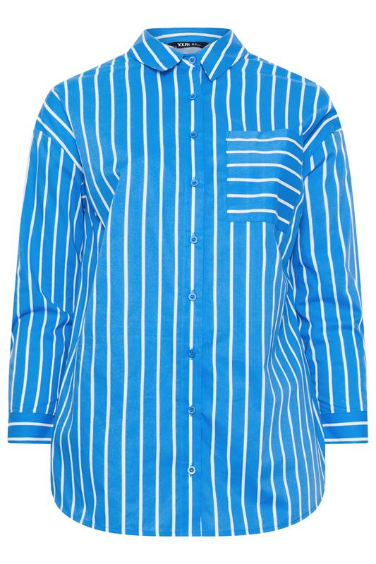 YOURS Plus Size Blue & White Striped Shirt | Yours Clothing 7