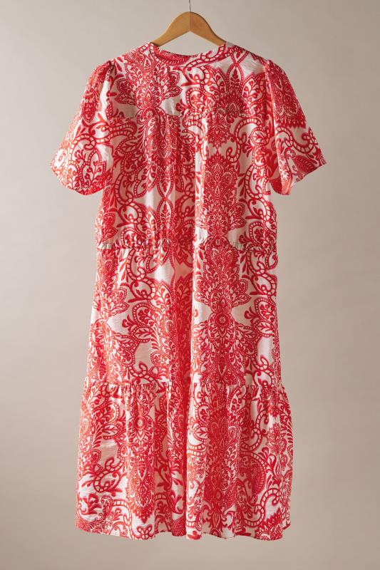 EVANS Plus Size Red Paisley Print Midi Shirt Dress | Evans 6