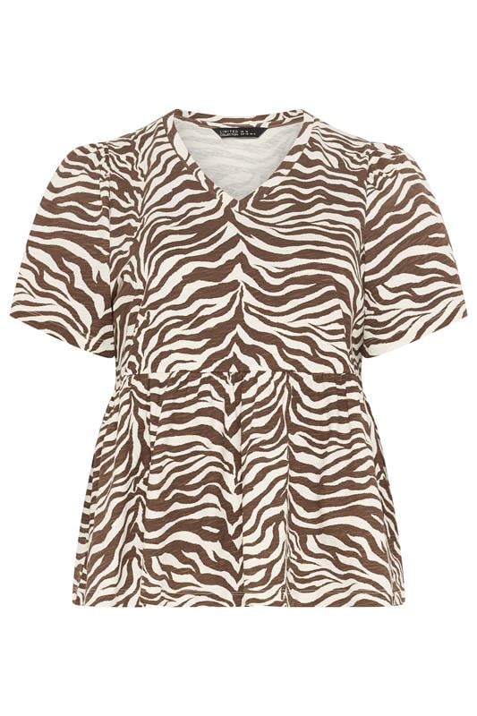 LIMITED COLLECTION Plus Size Brown Zebra Peplum Top | Yours Clothing 5