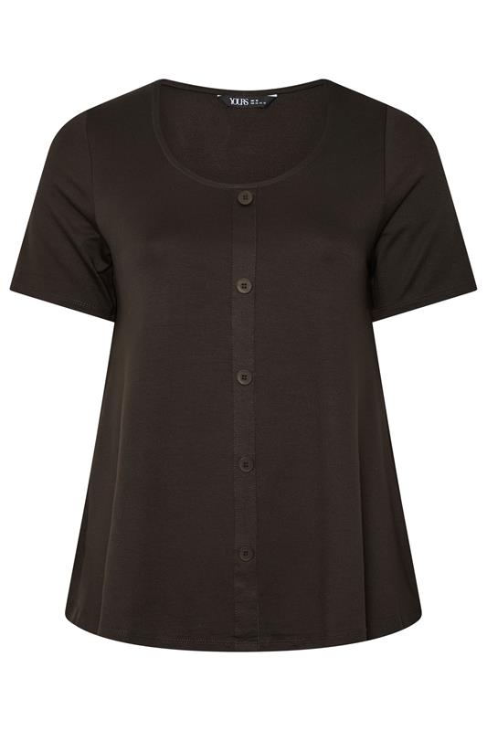 YOURS Plus Size Chocolate Brown Button Front Top | Yours Clothing 5