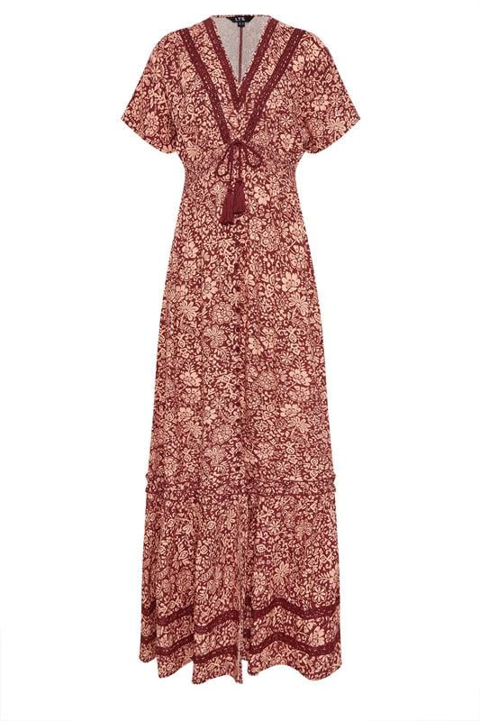 LTS Tall Women's Red & Pink Floral Textured Maxi Dress | Long Tall Sally 6