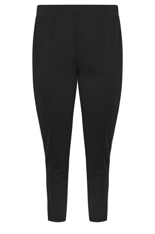 YOURS Plus Size Black Side Stripe Tapered Trousers | Yours Clothing 5