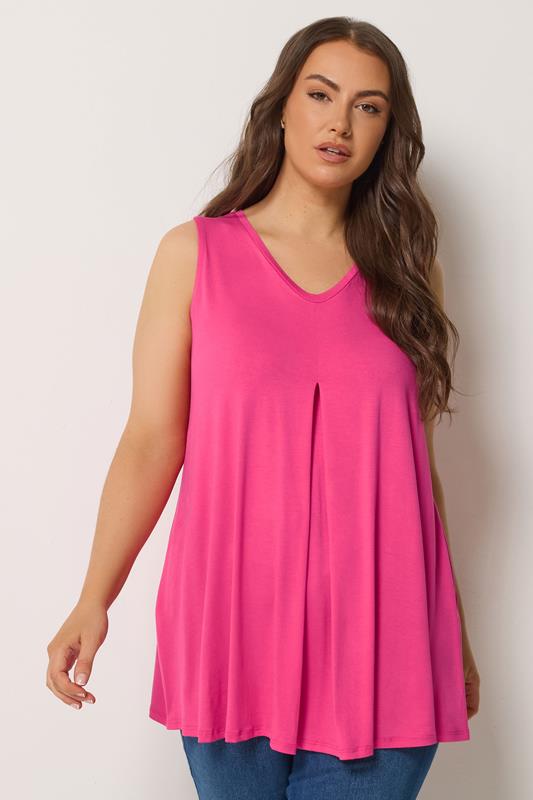  YOURS Curve Pink Pleat Front Vest Top
