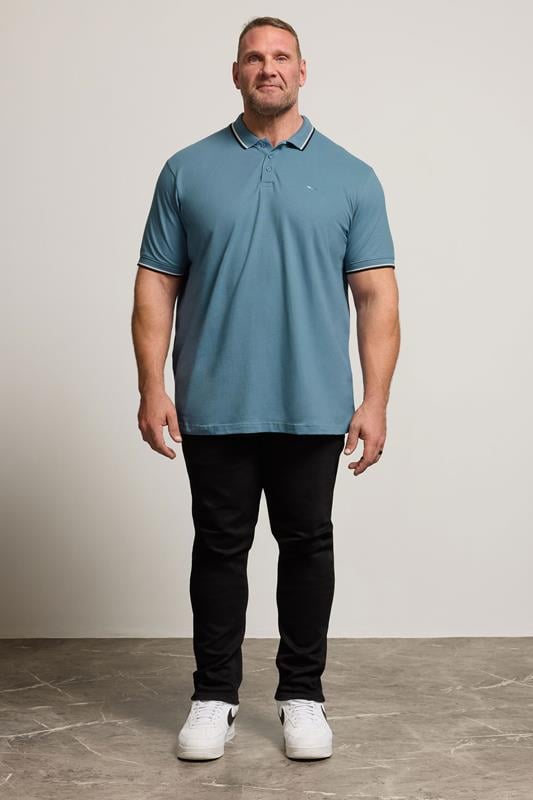 BadRhino Big & Tall Blue Tipped Polo Shirt | BadRhino 1