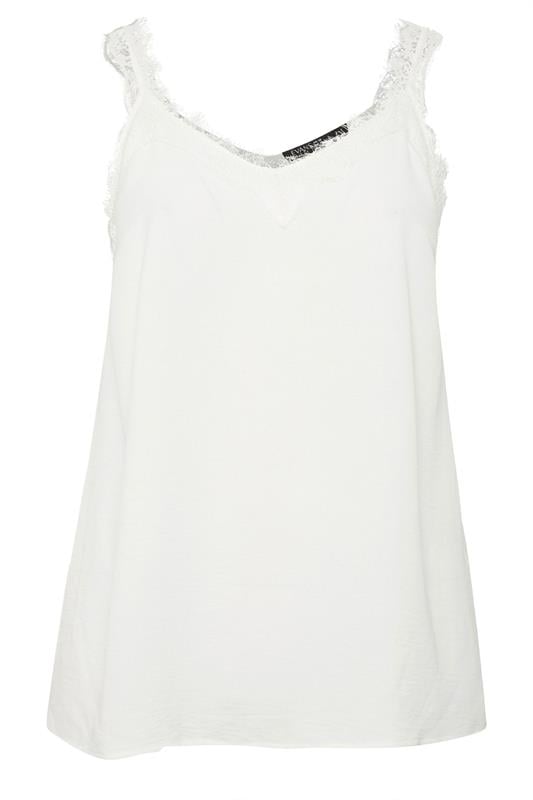 EVANS Plus Size Ivory White Lace Trim Cami Vest Top | Evans 5