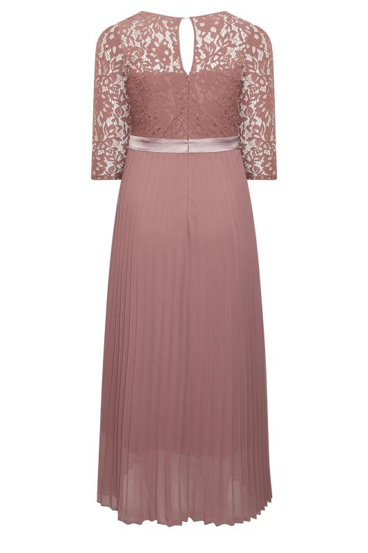 Plus Size YOURS LONDON Curve Blush Pink Lace Pleated Maxi Dress | Yours Clothing  7