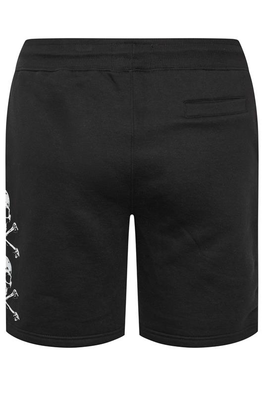 BadRhino Big & Tall Black Skull Printed Jogger Shorts | BadRhino 2