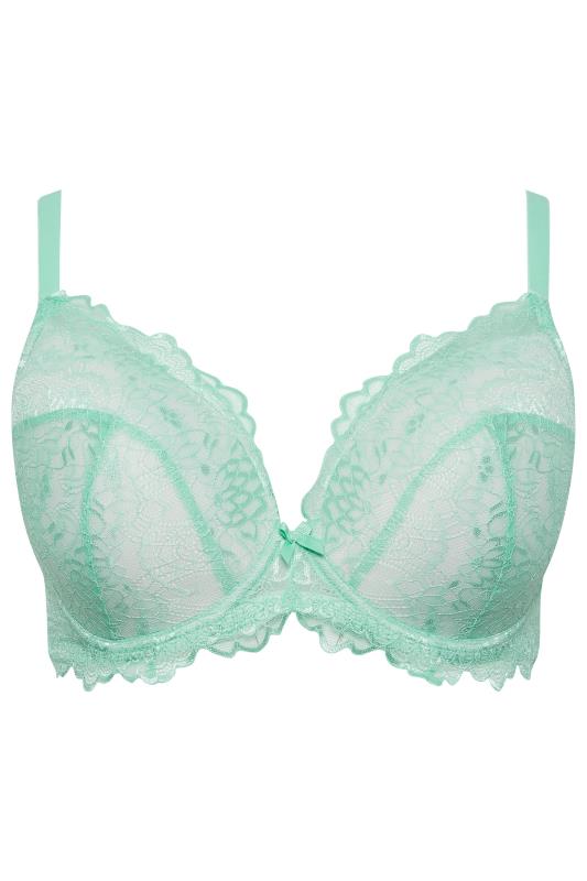 Plus Size YOURS Mint Green Lace Padded Underwired Bra | Yours Clothing  5