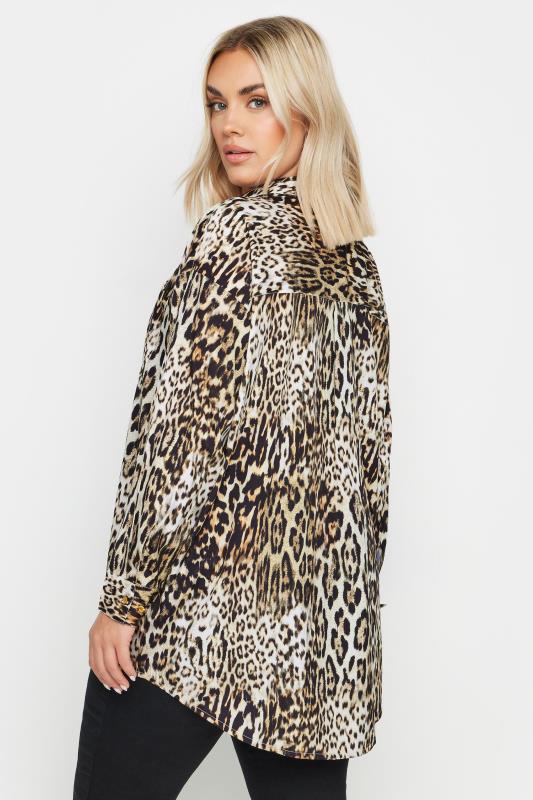 YOURS Plus Size Natural Brown Leopard Print Long Sleeve Shirt | Yours Clothing 4