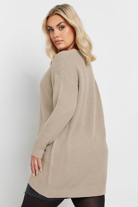 YOURS Plus Size Natural Brown Essential Knitted Jumper | Yours Clothing 2