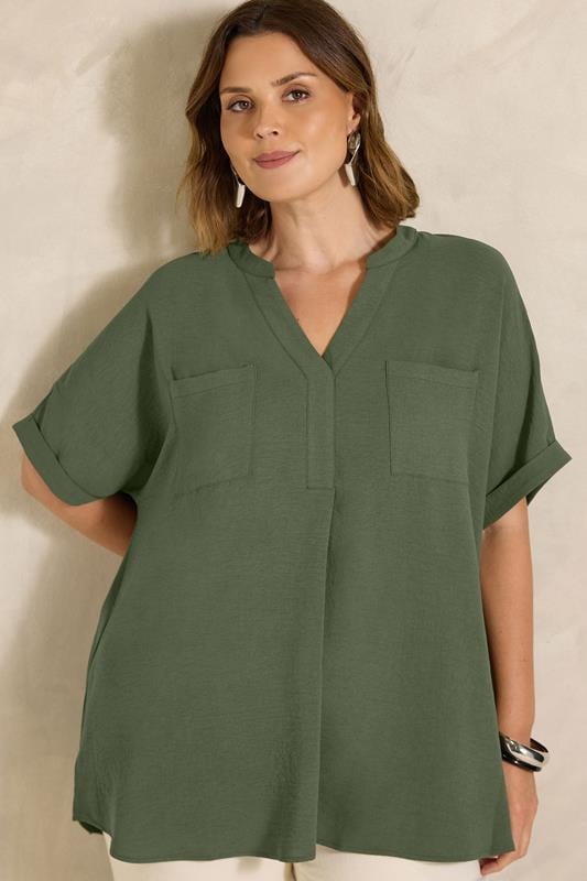  EVANS Curve Khaki Green Overhead Utility Shirt