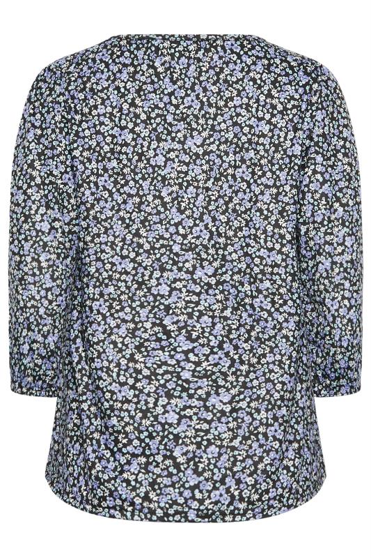 M&Co Petite Blue Ditsy Floral Print Top | M&Co 7