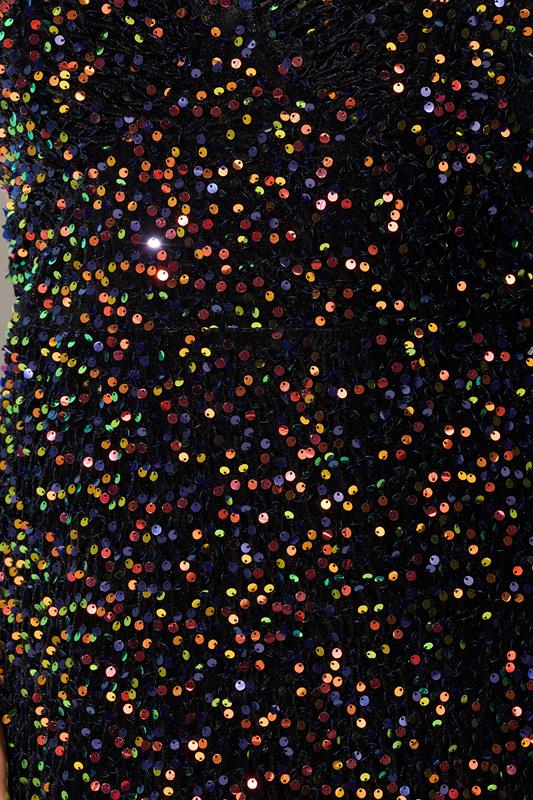 YOURS LONDON Plus Size Black Multicoloured Sequin Velvet Midi Dress | Yours Clothing 5