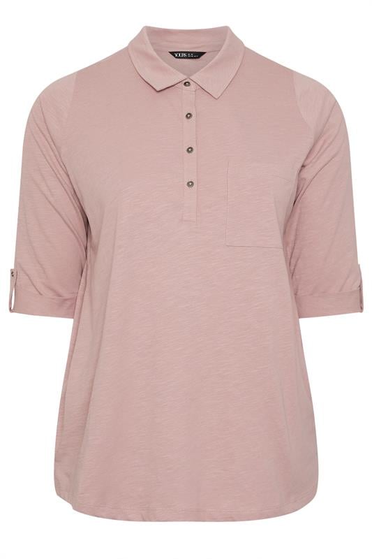 YOURS Plus Size Pink Cotton Placket Shirt | Yours Clothing 5