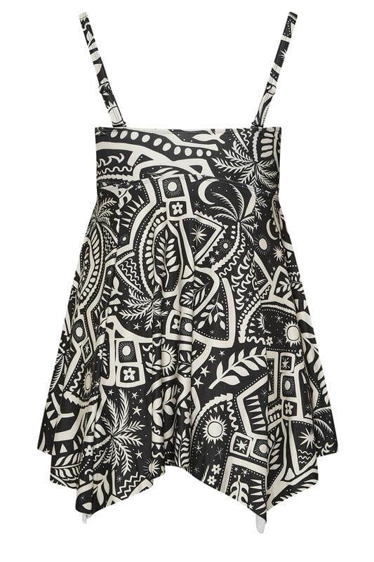 YOURS Plus Size Black Postcard Print Hanky Hem Tankini Top | Yours Clothing 8