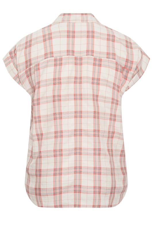 YOURS Plus Size Pink Check Print Collared Shirt  | Yours Clothing 7