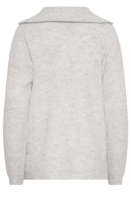 LTS Tall Women's Grey Marl Zip Funnel Neck Jumper | Long Tall Sally 7