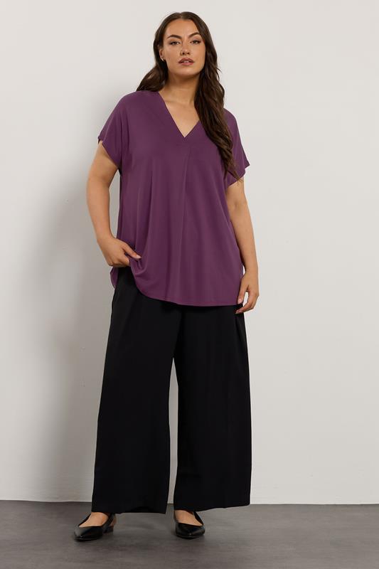 EVANS Curve Purple Premium Jersey Pleat Swing Top | Evans 2
