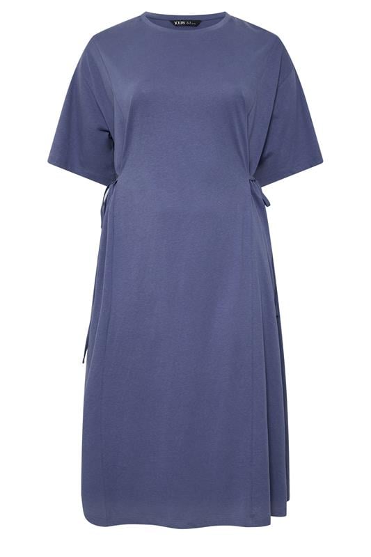 YOURS Plus Size Blue Front Tie Midi Dress | Yours Clothing 1