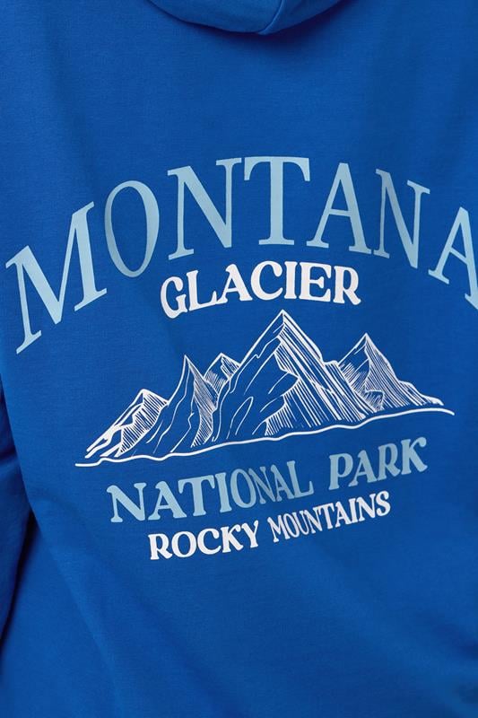 LTS Tall Blue 'Montana Glacier' Slogan Hoodie | Long Tall Sally 6