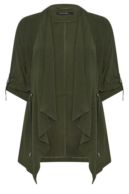 EVANS Plus Size Olive Green Lightweight Waterfall Jacket | Evans 5