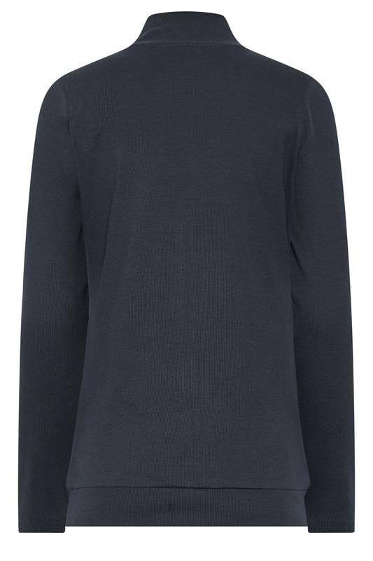 LTS Tall Women's Navy Blue Ribbed Zip Through Top | Long Tall Sally 6
