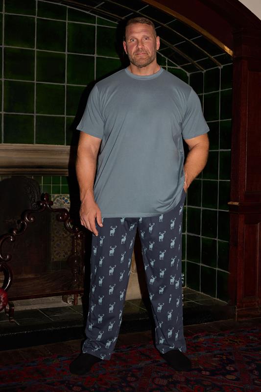 BadRhino Big & Tall Navy Blue & Storm Blue Stag Pyjama Set