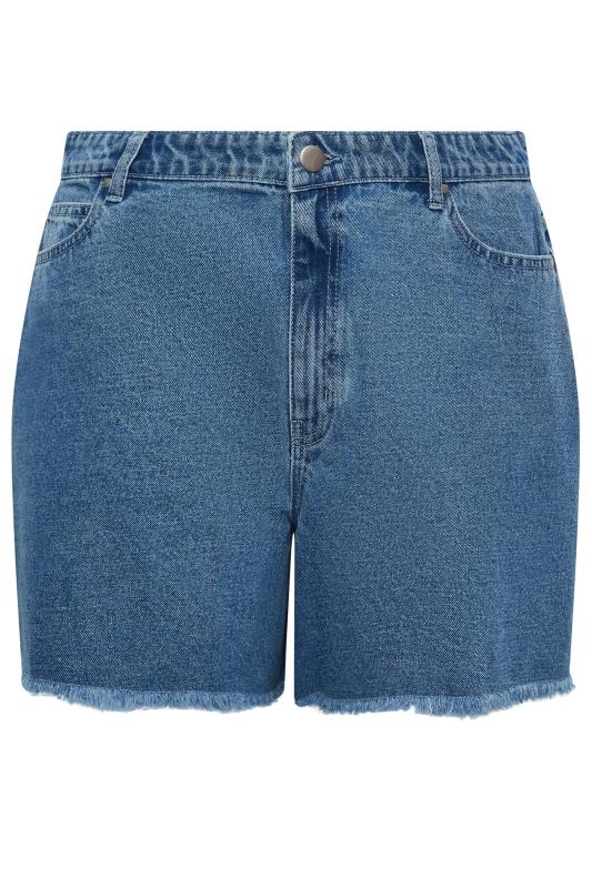 YOURS Plus Size Mid Blue Floaty Denim Shorts | Yours Clothing  4