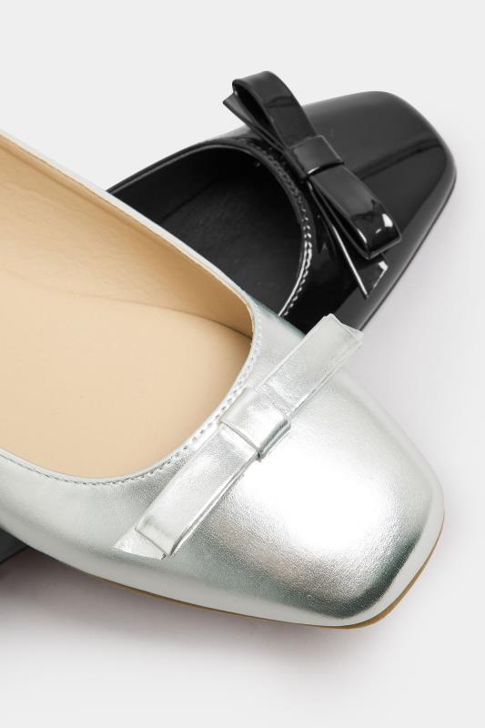 LTS Women's Silver Faux Leather Ballet Pumps In Standard Fit | Long Tall Sally 6