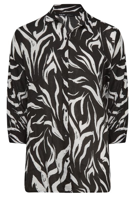 YOURS Plus Size Black Animal Print Crinkle Beach Shirt | Yours Clothing 7