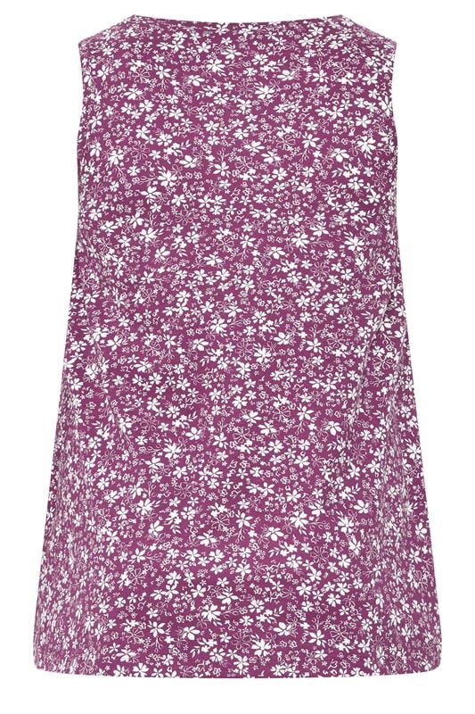 YOURS Plus Size Purple Floral Vest Top | Yours Clothing 2
