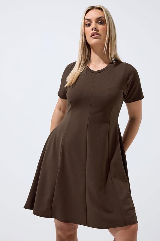  LIMITED COLLECTION Curve Chocolate Brown Skater Dress