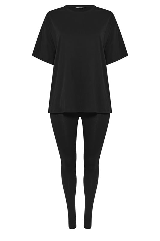 YOURS Plus Size Black T-Shirt & Legging Set | Yours Clothing 5